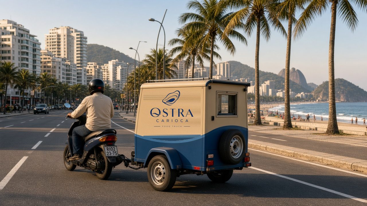 Carrinho Ostra Carioca na avenida da praia, na Zona Sul do Rio